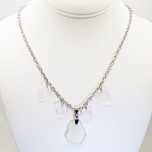 Handmade Thick Clear Sea Glass Jewelry Set